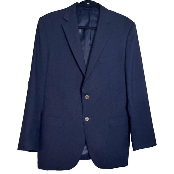 Simon Spurr Mens Navy Wool Valero 42R 2-Button Sport Coat Jacket Blazer Academia - Picture 1 of 16